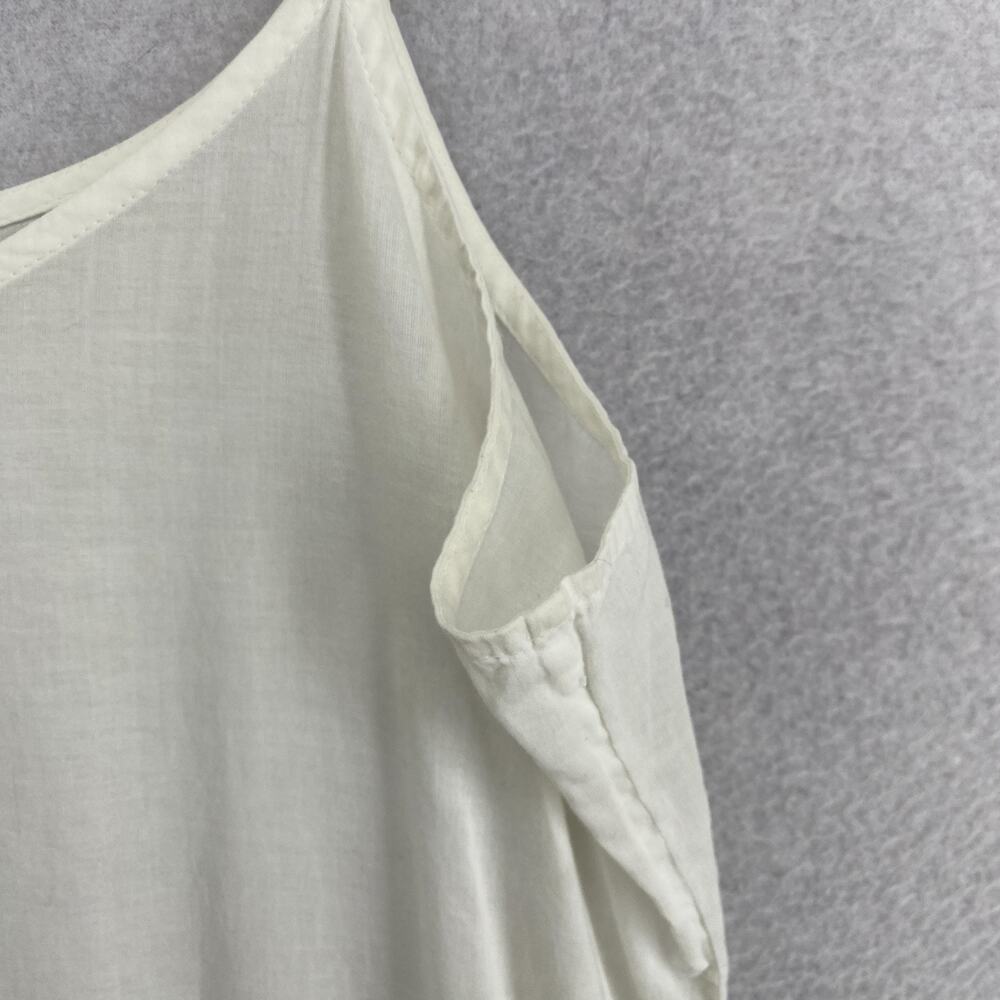 EILEEN FISHER Slip M Organic Cotton Voile Dress Scoop Neck Spaghetti Strap White - Picture 3 of 9